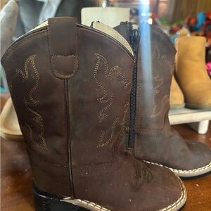 Old West Dark Brown Leather Boots